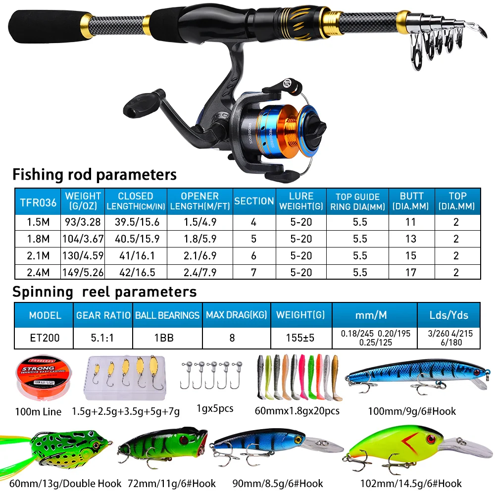 PROBEROS 1.5 m-2.4 m Fishing R - Spincast Reel บทวิจารณ์และราคา